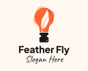 Feather Quill Ink Bulb logo design