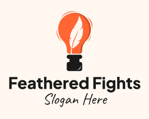 Feather Quill Ink Bulb logo design