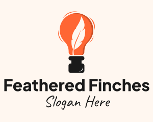 Feather Quill Ink Bulb logo design