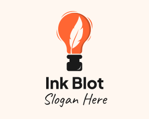 Feather Quill Ink Bulb logo design