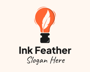 Feather Quill Ink Bulb logo design