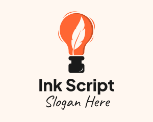 Feather Quill Ink Bulb logo design