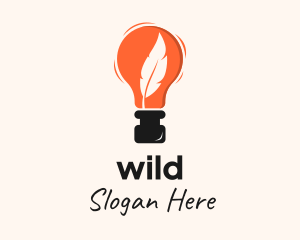 Copywriter - Feather Quill Ink Bulb logo design