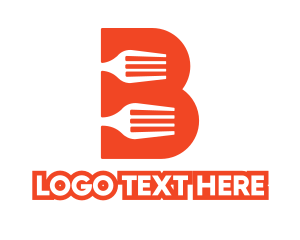 Dine - Orange B Fork logo design