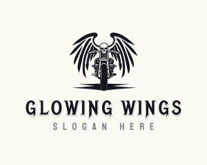 Skull Motorcycle Wings logo design