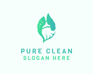 Leaf Broom Cleaning logo design