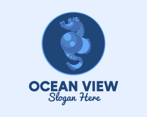 Blue Seahorse Oceanarium logo design