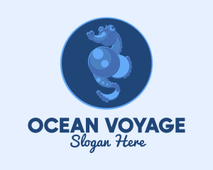 Blue Seahorse Oceanarium logo design