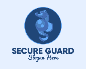 Hippocampus - Blue Seahorse Oceanarium logo design