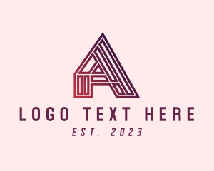 Red - Minimalist Outline Letter A  Business logo design