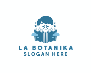 Learning - Boy Nerd Storybook logo design