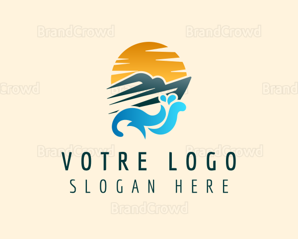 Sunset Yacht Ocean Logo
