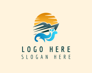 Sunset Yacht Ocean Logo