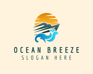 Cruising - Sunset Yacht Ocean logo design