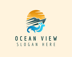 Sunset Yacht Ocean logo design