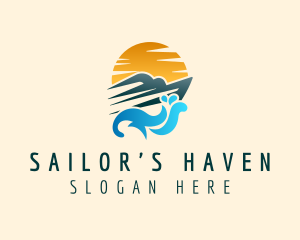 Sunset Yacht Ocean logo design