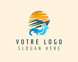 Trip - Sunset Yacht Ocean logo design