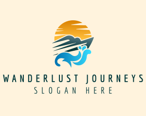 Travelling - Sunset Yacht Ocean logo design