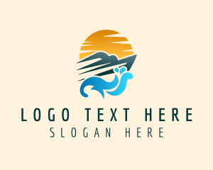 Travelling - Sunset Yacht Ocean logo design
