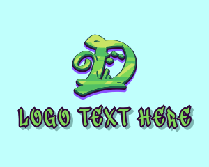 Pop Culture - Green Graffiti Art Letter D logo design