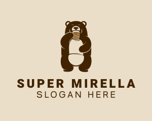 Coffee - Brown Grizzly Bear logo design