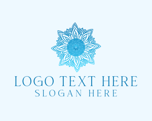 Yoga - Blue Mandala Pattern logo design