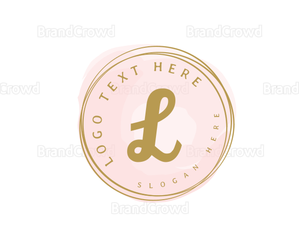 Premium Golden Cosmetics Watercolor Logo