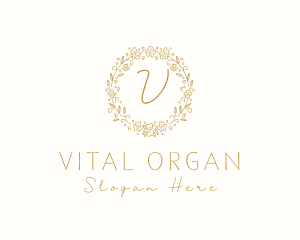 Organic Floral Wreath Spa logo design