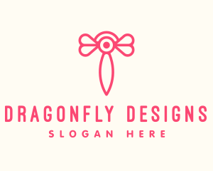 Dragonfly - Pink Insect Letter T logo design
