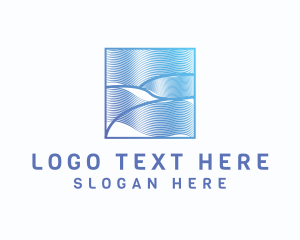Telecom - Abstract Wave Line Frame logo design