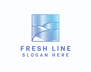 Abstract Wave Line Frame logo design
