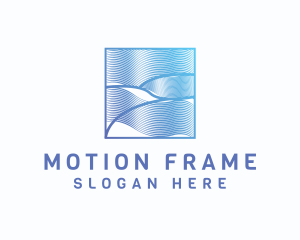 Abstract Wave Line Frame logo design