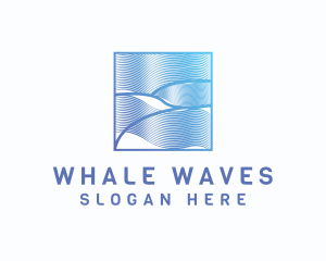 Abstract Wave Line Frame logo design