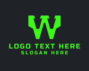 Neon Tech Letter W Logo