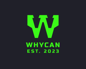 Game Stream - Neon Tech Letter W logo design