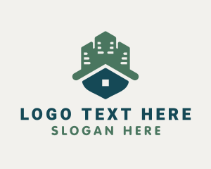 Leasing - Home Roof Apartment logo design