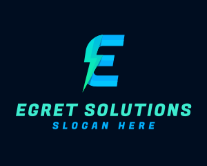 Electric Lightning Letter E logo design