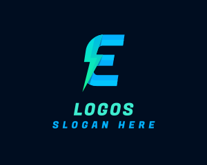 Volt - Electric Lightning Letter E logo design