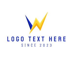 Lightning - Electrical Power Letter W logo design