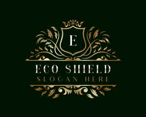 Luxury Leaf Shield logo design