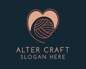 Knitting Yarn Heart  logo design