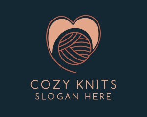 Knitting Yarn Heart  logo design