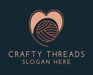 Knitting Yarn Heart  logo design