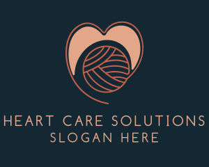 Knitting Yarn Heart  logo design