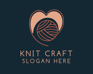 Knit - Knitting Yarn Heart logo design