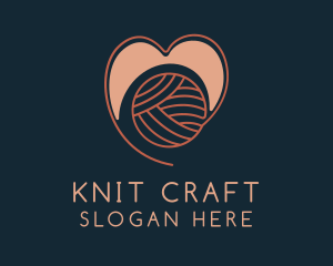 Knitting Yarn Heart  logo design