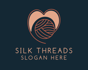 Knitting Yarn Heart  logo design