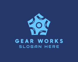 Gear Circle Pentagon logo design