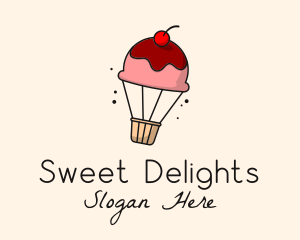 Cupcake Hot Air Balloon  logo design