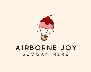 Cupcake Hot Air Balloon  logo design